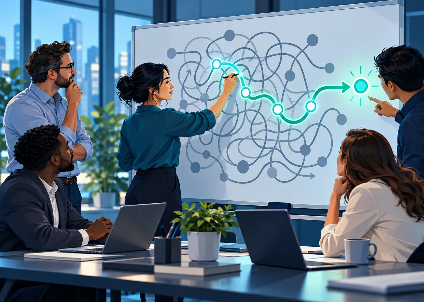 Illustration representing ai business solutions: which problems are worth solving?
