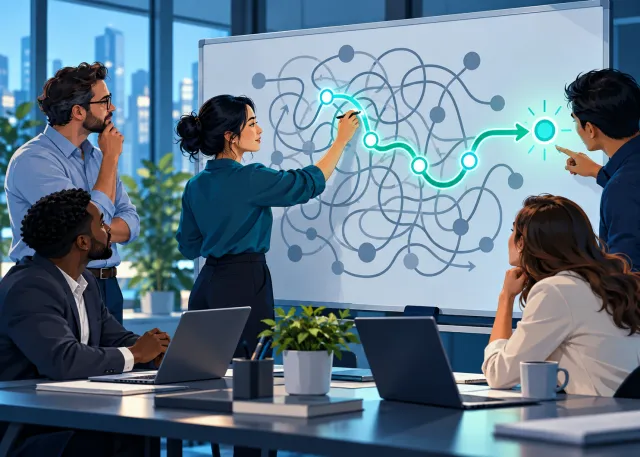 Illustration representing ai business solutions: which problems are worth solving?