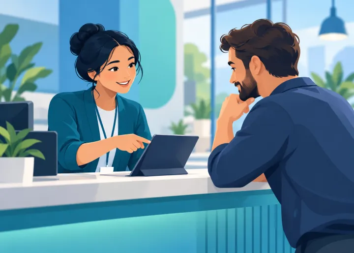 Illustration representing ai for better customer service: help people get answers