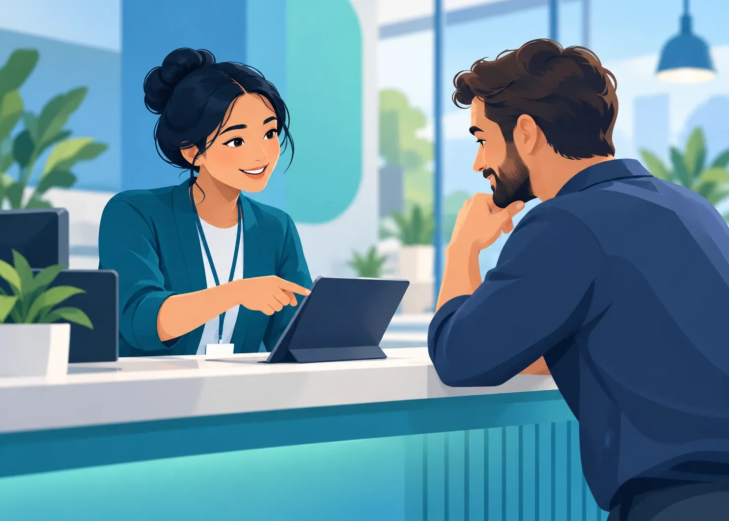 Illustration representing ai for better customer service: help people get answers