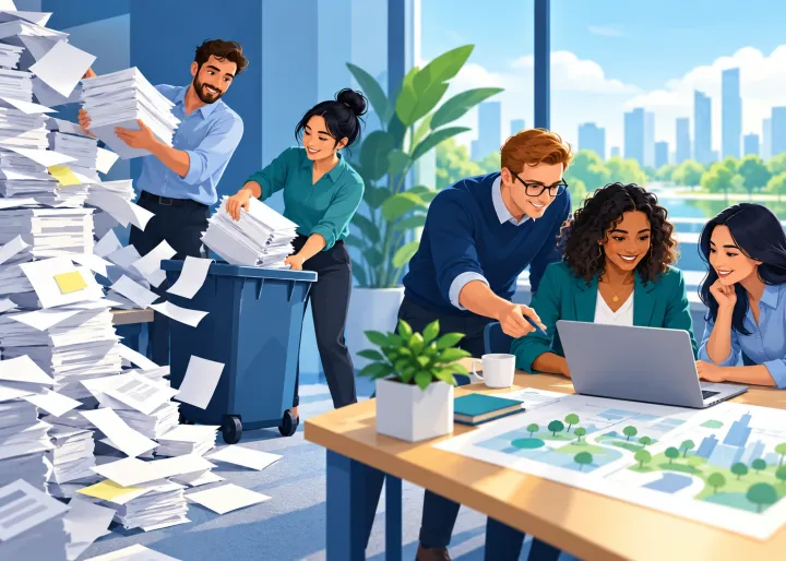 Illustration representing ai for business productivity: make more time for important work