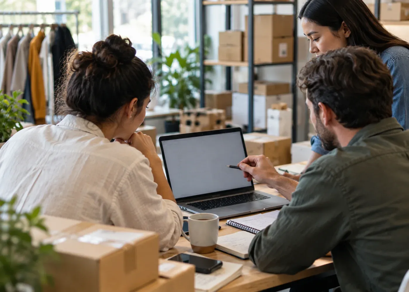A small business team studies customer demand and prepares a practical next step in a growing operation.