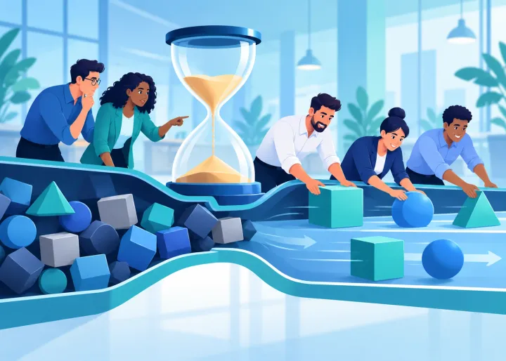 Illustration representing ai to improve business efficiency: find time lost each day