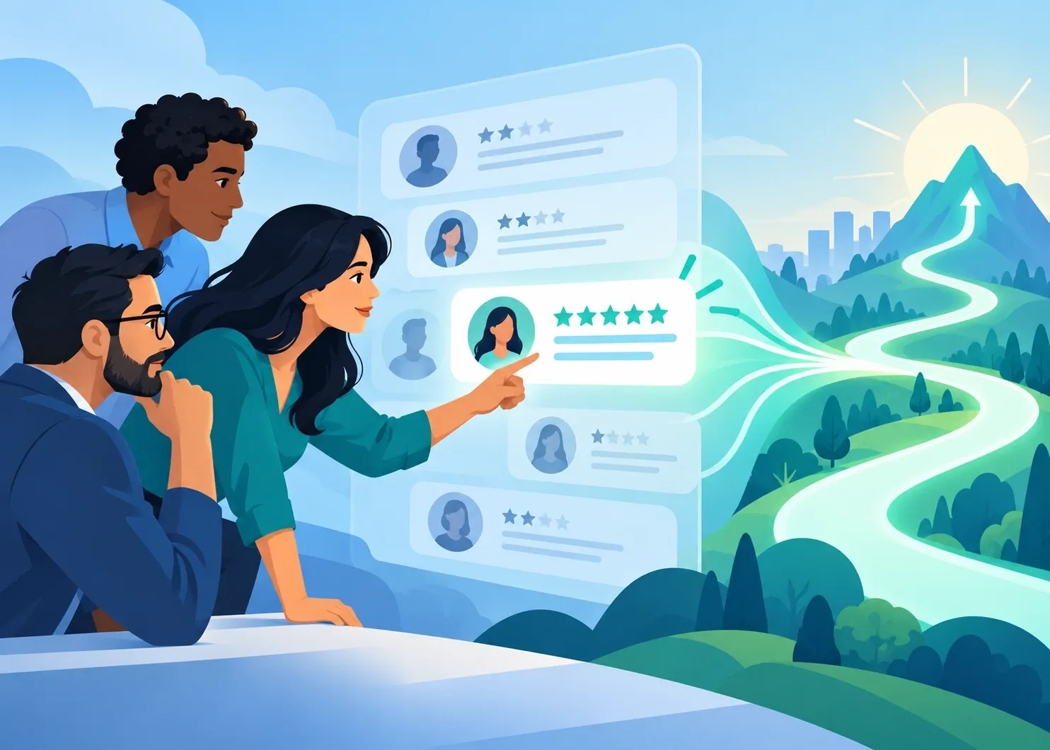 Illustration representing how ai can help a business grow faster by finding opportunities
