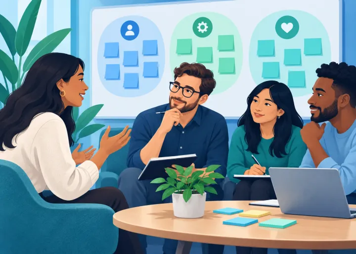 Illustration representing how ai helps create better products by listening to customers