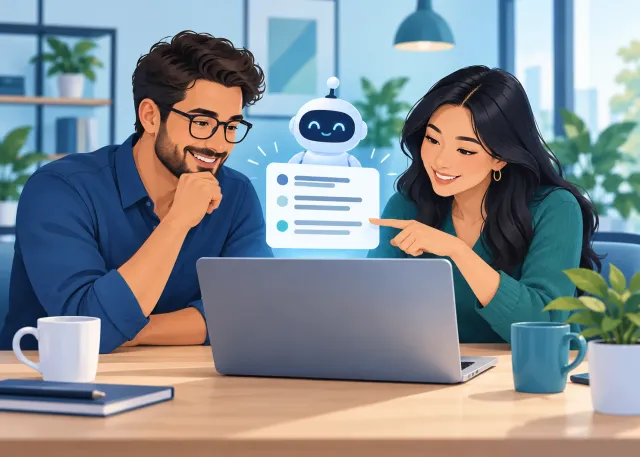Illustration representing how can small businesses start using ai? try one task