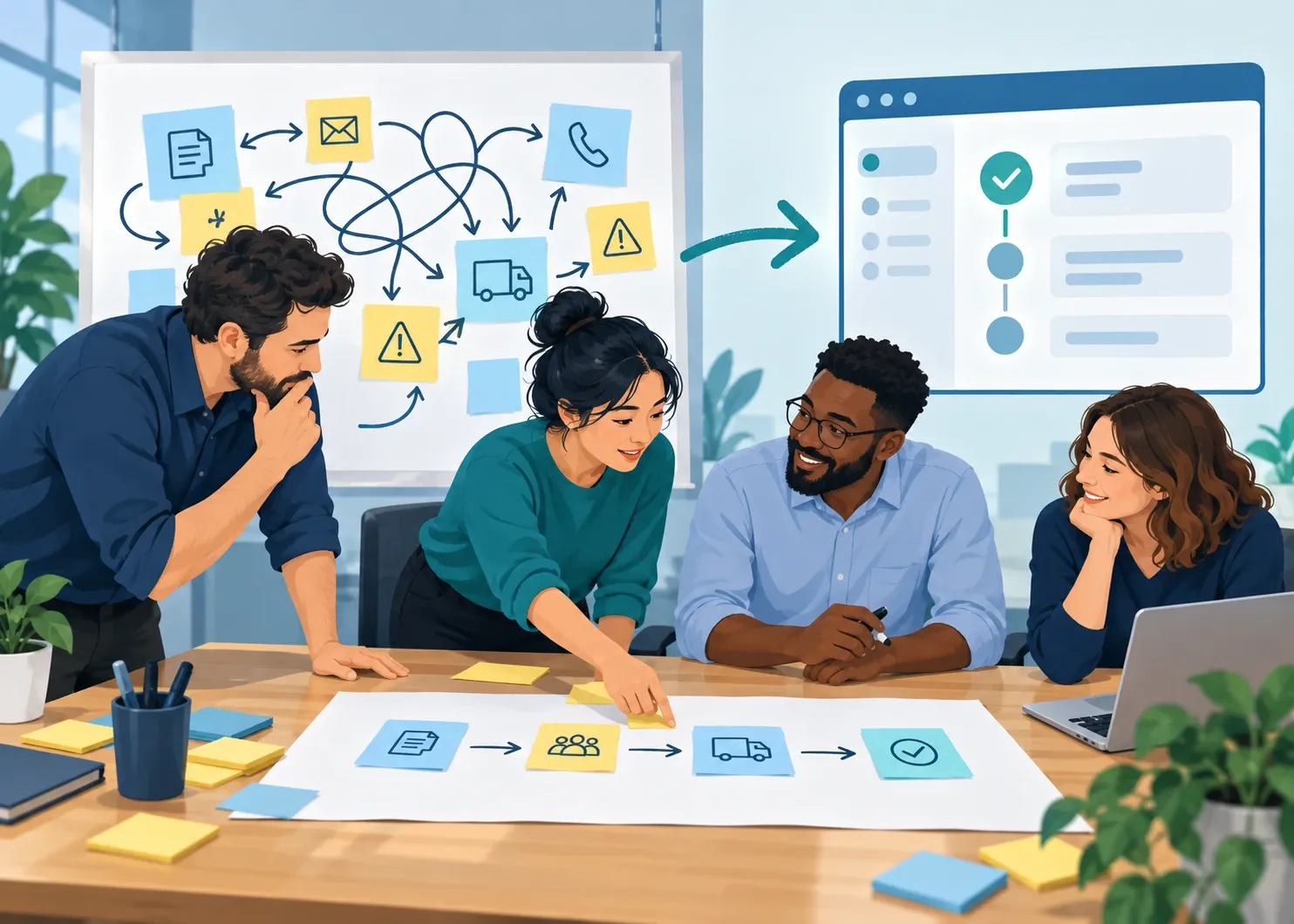 Illustration representing how to build smarter business solutions around real needs