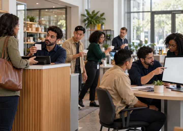 A service team traces a missed customer request from a paper note through several desks, then tests a simpler handover with one shared blank screen.