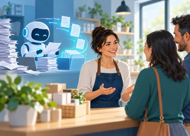 Illustration representing what are the benefits of ai for business owners each day?