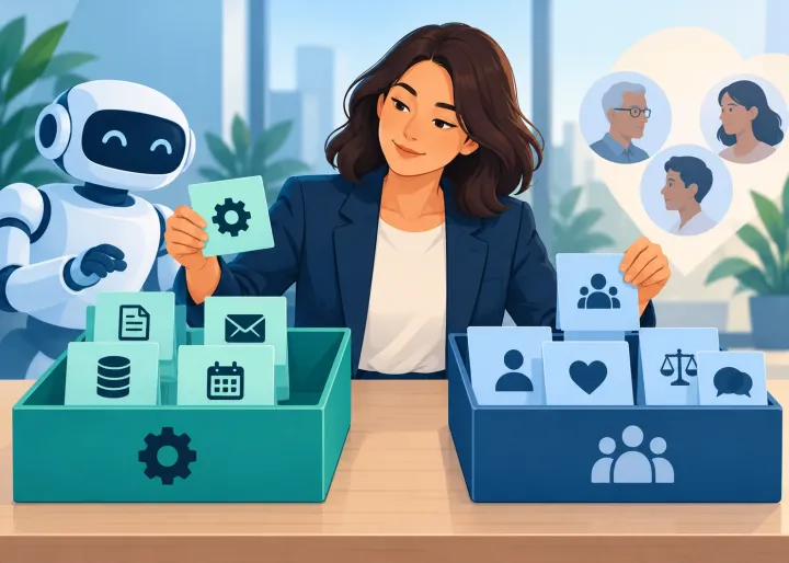 Illustration representing what business tasks can ai automate? start with these examples