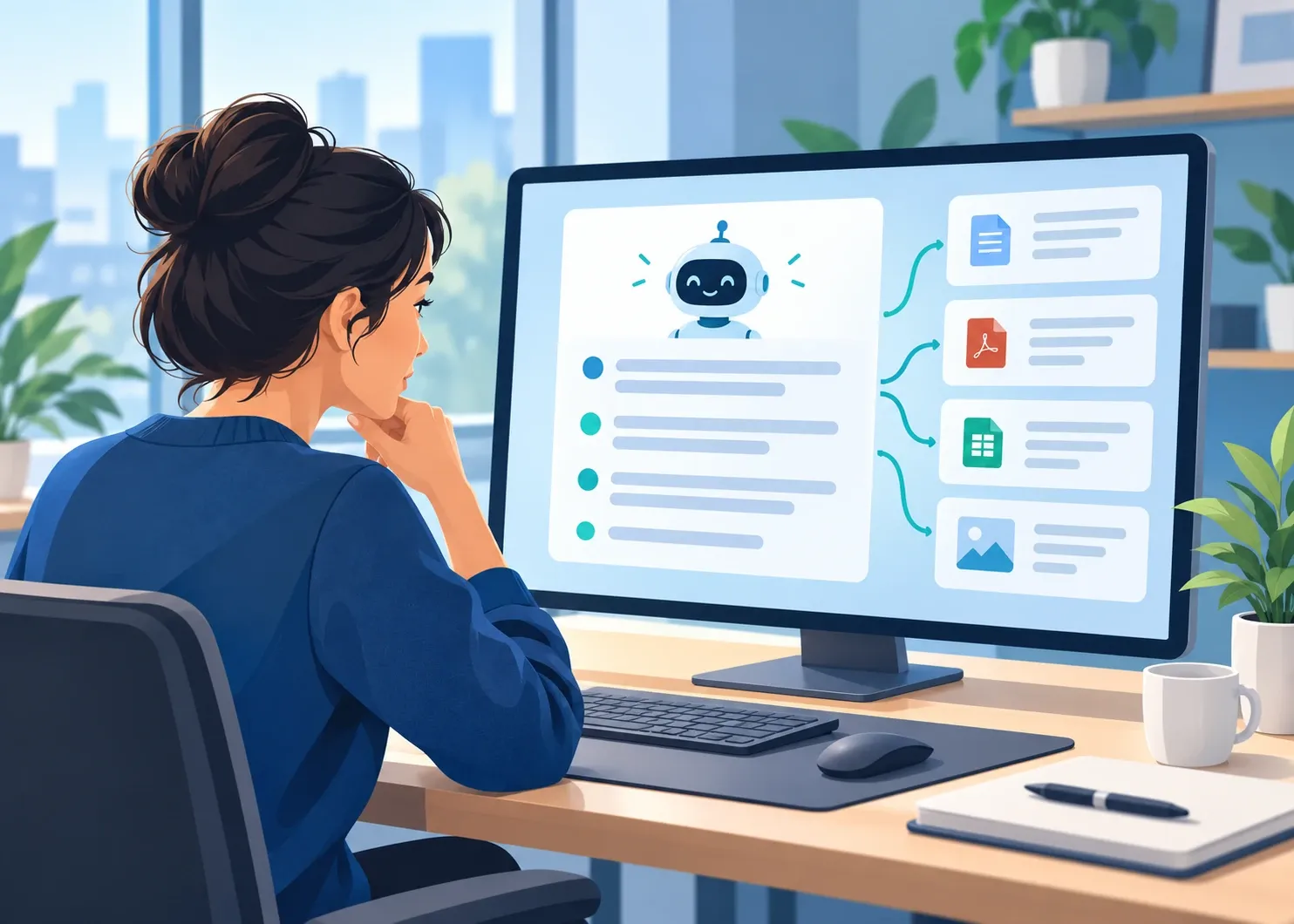 Illustration representing what is ai in business and how does it work in daily life?
