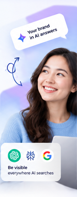 Smiling professional with a laptop; her brand is visible in ChatGPT, Perplexity and Google AI answers